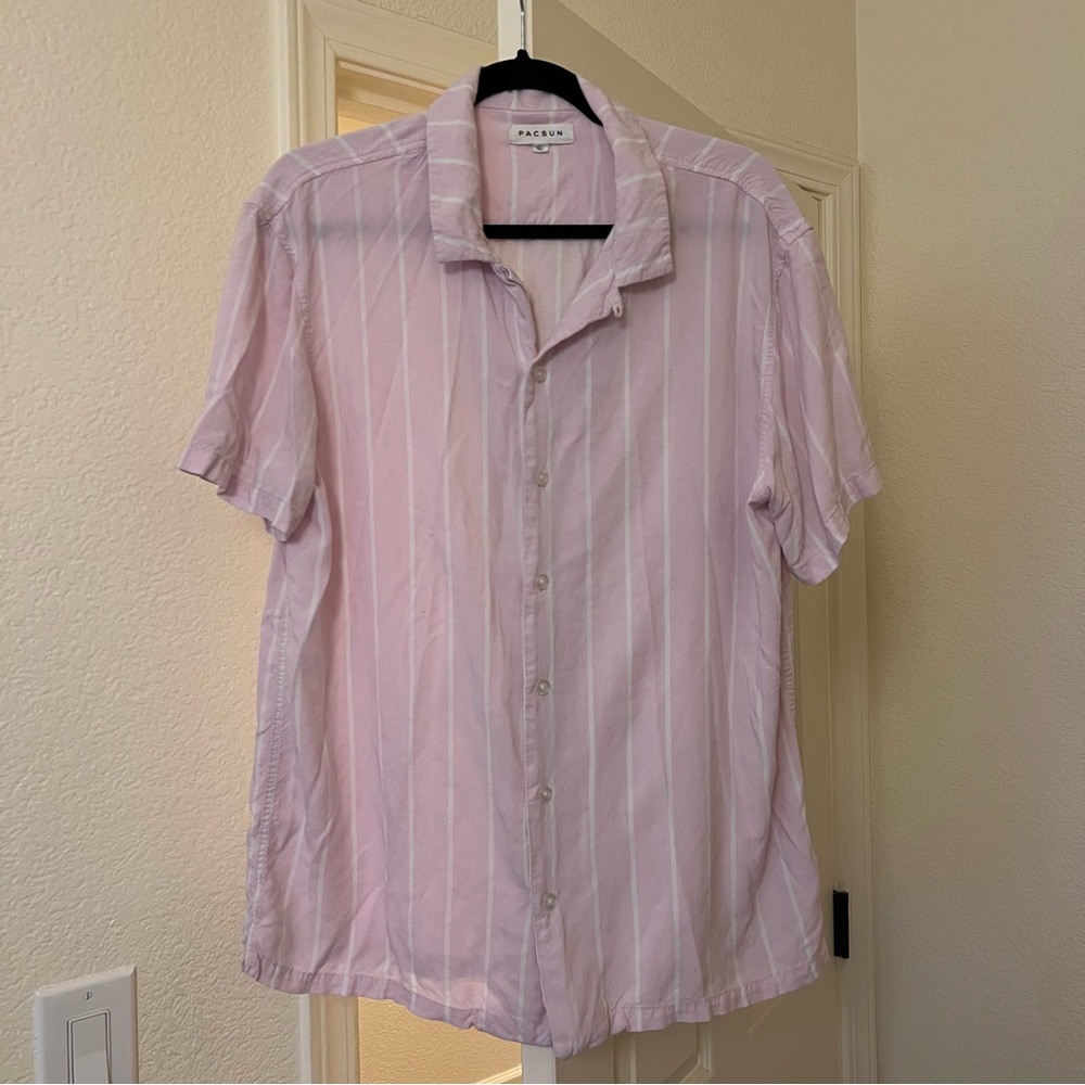 PacSun Striped Button Down Short Sleeve Shirt